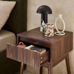 sweeek Wood Decor 1 Drawer Bedside Table (set Of 2) in Dark Brown - thumbnail 4