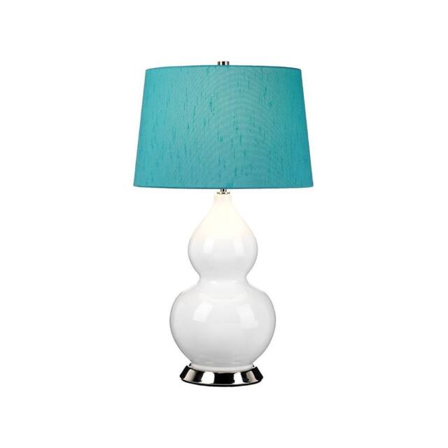 Netlighting Isla Table Lamp with Round Tapered Shade Polished Nickel White Teal - image 1