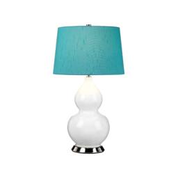 Netlighting Isla Table Lamp with Round Tapered Shade Polished Nickel White Teal - thumbnail 1