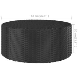Berkfield Home Tea Table Black 68x68x30 cm Poly Rattan - Size: 68 x 68 x 30 cm - thumbnail 4