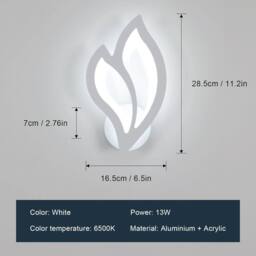 Goeco Wall Light LED Indoor Modern, 13W, Flower-Shaped LED Wall Lamp, 6500K in White - thumbnail 6