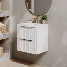 Balterley Contemporary Front 2 Drawer Vanity Basin Unit, Satin White, 500mm in White - thumbnail 4