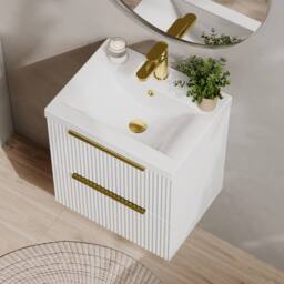 Balterley Contemporary Front 2 Drawer Vanity Basin Unit, Satin White, 500mm in White - thumbnail 3