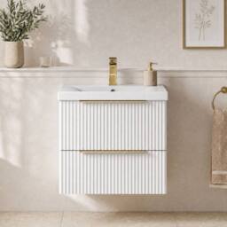 Balterley Contemporary Front 2 Drawer Vanity Basin Unit, Satin White, 500mm in White - thumbnail 5
