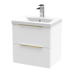 Balterley Contemporary Front 2 Drawer Vanity Basin Unit, Satin White, 500mm in White - thumbnail 1