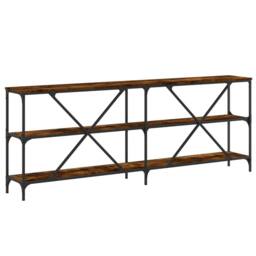 Berkfield Home Console Table Smoked Oak 200x30x75 cm Engineered Wood & Iron in Brown - Size: 200 x 30 x 75 cm - thumbnail 6
