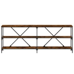 Berkfield Home Console Table Smoked Oak 200x30x75 cm Engineered Wood & Iron in Brown - Size: 200 x 30 x 75 cm - thumbnail 4