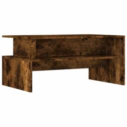 Berkfield Home Coffee Table Smoked Oak 90x55x42.5 cm Engineered Wood in Brown - thumbnail 1