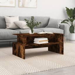 Berkfield Home Coffee Table Smoked Oak 90x55x42.5 cm Engineered Wood in Brown - thumbnail 2