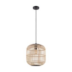Loops Hanging Ceiling Pendant Light Black & Wicker Cage 1 x 28W E27 Feature Lamp