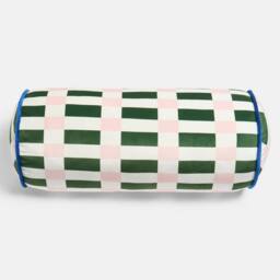 OHS Checkerboard Matte Velvet Bolster Pillow Soft Cylindrical Cushion - thumbnail 3