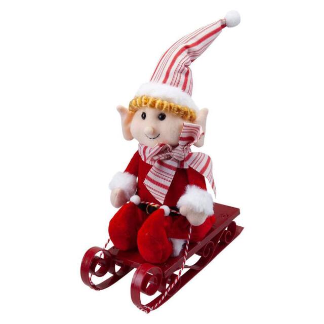 VFM e-Store Christmas Elf On Sledge Decoration 31cm x 16cm Red X 1 - Size: 31 cm x 16 cm - image 1