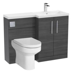 Balterley Floor Standing Vanity Basin WC Unit Right Hand - Anthracite Woodgrain in Grey - thumbnail 1