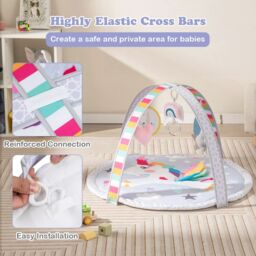 Costway Baby Play Mat 7-in-1 Tummy Time Infant Toddler Activit Mat w/ 5 Detachable Toys - thumbnail 6