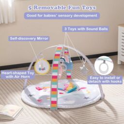 Costway Baby Play Mat 7-in-1 Tummy Time Infant Toddler Activit Mat w/ 5 Detachable Toys - thumbnail 3
