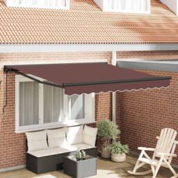 Berkfield Home Retractable Awning Manual Brown 300x250 cm Polyester - thumbnail 2