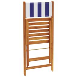 Berkfield Home Folding Garden Chairs 4 pcs Blue & White Fabric & Solid Wood - thumbnail 7