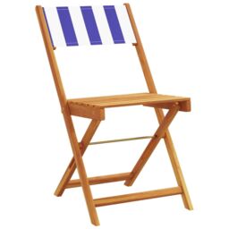 Berkfield Home Folding Garden Chairs 4 pcs Blue & White Fabric & Solid Wood - thumbnail 3