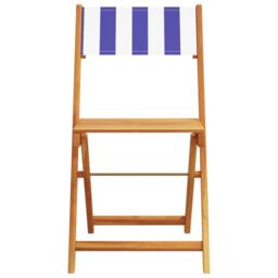 Berkfield Home Folding Garden Chairs 4 pcs Blue & White Fabric & Solid Wood - thumbnail 4