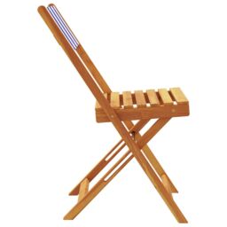 Berkfield Home Folding Garden Chairs 4 pcs Blue & White Fabric & Solid Wood - thumbnail 5