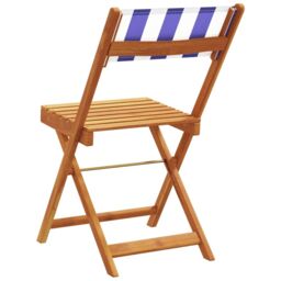 Berkfield Home Folding Garden Chairs 4 pcs Blue & White Fabric & Solid Wood - thumbnail 6