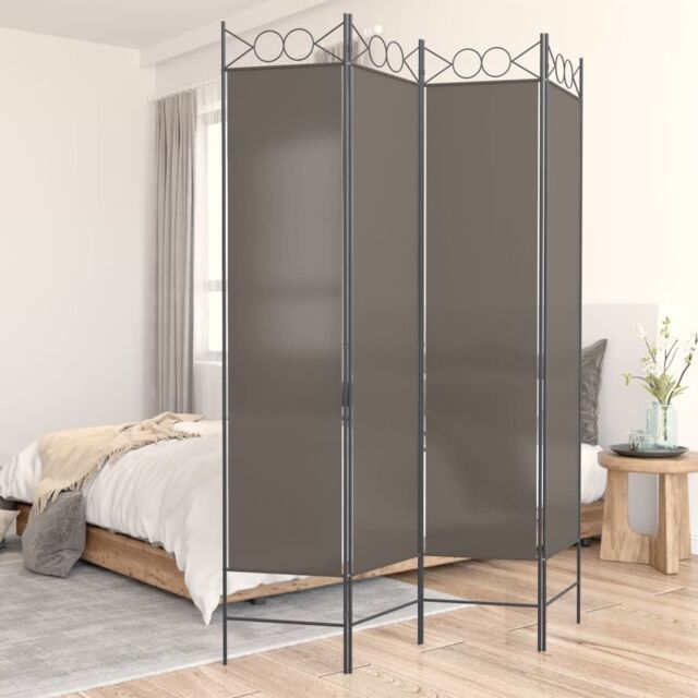 Berkfield Home 4-Panel Room Divider Anthracite 160x200 cm Fabric in Black - image 1