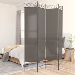 Berkfield Home 4-Panel Room Divider Anthracite 160x200 cm Fabric in Black - thumbnail 1