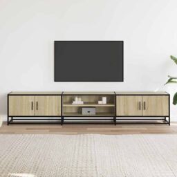 Berkfield Home TV Cabinet Sonoma Oak 210x35x41 cm Engineered Wood in Brown - Size: 210 x 35 x 41 cm - thumbnail 3