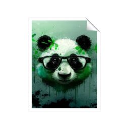 "Warren Reed - Designer Panda With Glasses, Green Splashart Unframed Art Print - Size: W20"" x H30""" - thumbnail 1