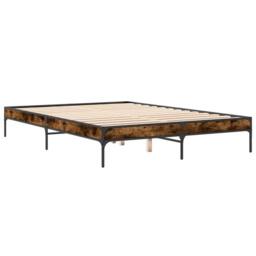 Berkfield Home Durable Bed Frame without Mattress Smoked Oak 140x200 cm in Brown - thumbnail 6