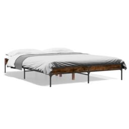 Berkfield Home Durable Bed Frame without Mattress Smoked Oak 140x200 cm in Brown - thumbnail 3