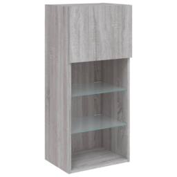 Berkfield Home TV Cabinet with LED Lights Grey Sonoma 40.5x30x90 cm - thumbnail 7