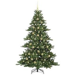 Berkfield Home Artificial Hinged Christmas Tree with 300 LEDs 210 cm PVC in Green - thumbnail 3