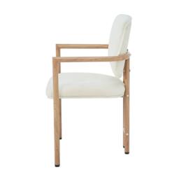 BTM Set of 2/4/6 Bouclé Dining Chairs, Natural Wood in Light Beige - Size: 2 Pack - thumbnail 9