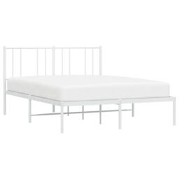 Berkfield Home Metal Bed Frame with Headboard White 135x190 cm Double - thumbnail 3