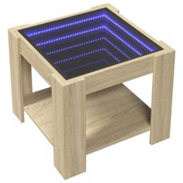 Berkfield Home Coffee Table with LED Sonoma Oak 53x53x45 cm Engineered Wood in Brown - Size: 53 x 53 x 45 cm - thumbnail 3