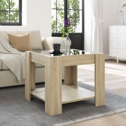 Berkfield Home Coffee Table with LED Sonoma Oak 53x53x45 cm Engineered Wood in Brown - Size: 53 x 53 x 45 cm - thumbnail 4
