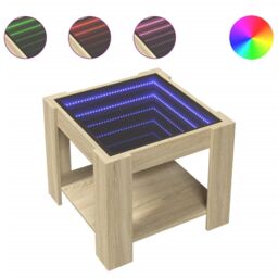 Berkfield Home Coffee Table with LED Sonoma Oak 53x53x45 cm Engineered Wood in Brown - Size: 53 x 53 x 45 cm - thumbnail 2