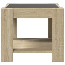 Berkfield Home Coffee Table with LED Sonoma Oak 53x53x45 cm Engineered Wood in Brown - Size: 53 x 53 x 45 cm - thumbnail 6