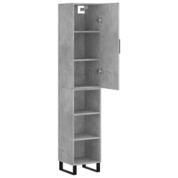 Berkfield Home Highboard Concrete Grey 34.5x34x180 cm Engineered Wood - thumbnail 4