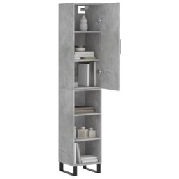 Berkfield Home Highboard Concrete Grey 34.5x34x180 cm Engineered Wood - thumbnail 3