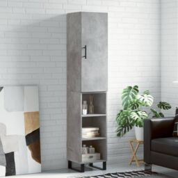 Berkfield Home Highboard Concrete Grey 34.5x34x180 cm Engineered Wood - thumbnail 1