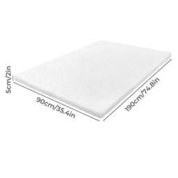 Lavio Single Bed Mattress Topper 5cm Memory Foam Pressure Relief Washable in White - thumbnail 4