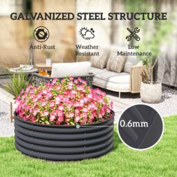 OUTSUNNY Galvanised Planter with Gloves, 120 x 120 x 43cm, Dark Grey - Size: 120 x 120 x 43 cm - thumbnail 6