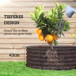 OUTSUNNY Galvanised Planter with Gloves, 120 x 120 x 43cm, Dark Grey - Size: 120 x 120 x 43 cm - thumbnail 4