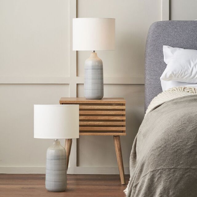 Ruma Set of 2 Venus Blue & Grey Ombre Ceramic Table Lamp - image 1