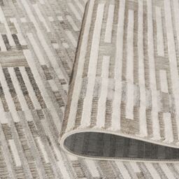 Desire Rugs Mayfair Living Room Area Rug Metallic Sheen Modern Matrix Design in Stone - Size: 160 cm x 230 cm - thumbnail 4