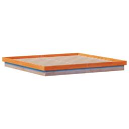 Berkfield Home LED Bed Frame without Mattress Wax Brown 200x200 cm Solid Wood - thumbnail 6