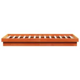 Berkfield Home LED Bed Frame without Mattress Wax Brown 200x200 cm Solid Wood - thumbnail 8