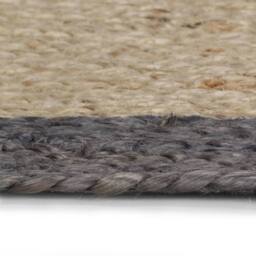 Berkfield Home Handmade Rug Jute with Dark Grey Border 90 cm - Size: 100 cm diameter - thumbnail 3
